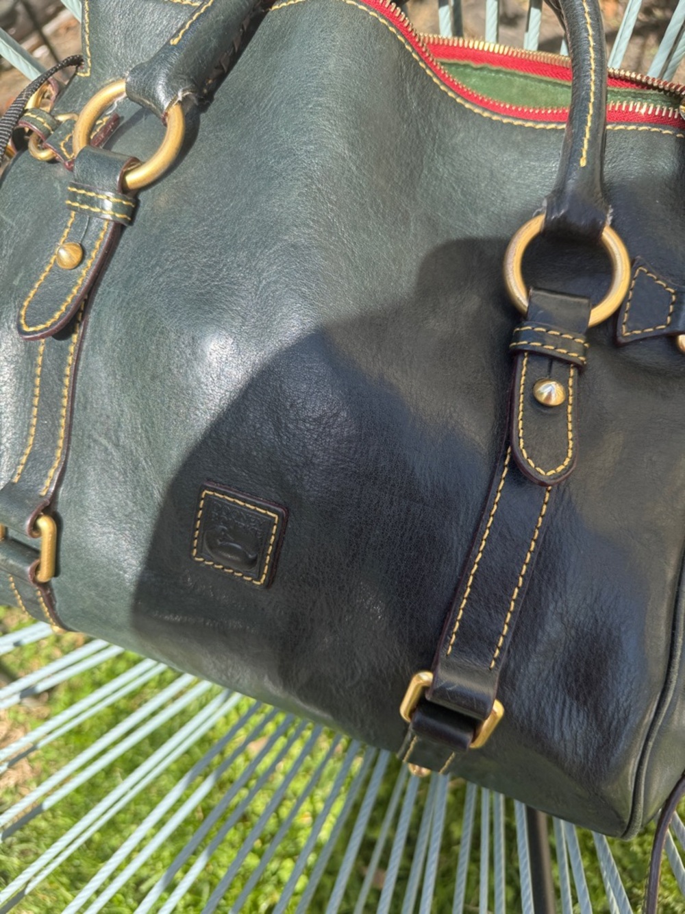 Dooney & Burke Flortine Leather, dark teal beautiful statement piece. - Picture 7 of 9